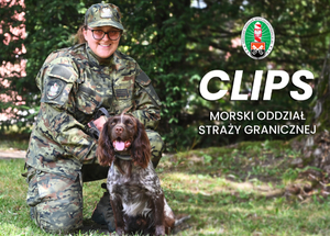 FUNKCJONARIUSZKA MORSKIEGO ODDZIAŁU SG Z PSEM CLIPS 